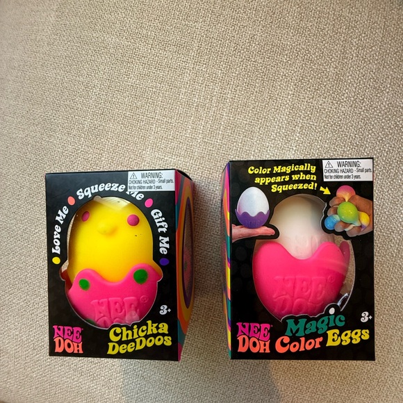 Nee Doh Other - Nee Doh Chicka DeedooS Yellow & Pink Magic Egg Plush Stress Toy
